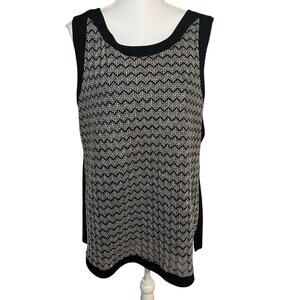Chico's travelers sleeveless black mesh tank with gold metallic thread size XL16